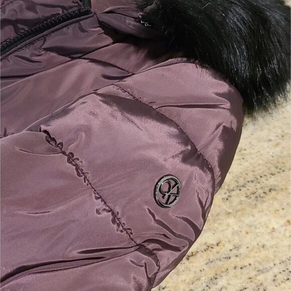 Calvin Klein Puffer Coat Womens‎ L Hooded Faux Fur Trim Quilted Winter Warm New - Picture 12 of 14